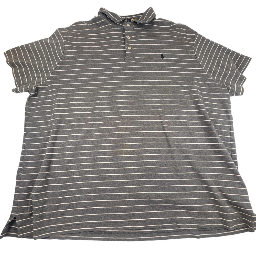 !!!!!! SOLD !!!!!!     Men's XL Gray White Cotton Stripe Classic Fit Shirt Golf